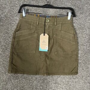 Prana Nikit Skirt Womens Size 0 Slate‎ Green A Line Stretch Woven Organic Cotton